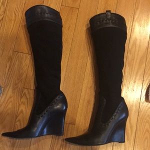 Black Leather/Suede Boots